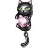 Fanona Charms bracciali Pandora,Ciondoli di fascino del gatto nero Cartoon in argento sterling 925 Regalo di gioielli per donna, ragazza, adolescente