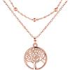 Lydreewam Collana Albero della Vita Donna Argento 925 Collana Catena Doppia con Scatola Regalo per Natale Compleanno, Regolabile 40+5cm (Oro Rosa)