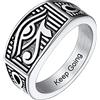 PROSTEEL Anello da uomo Personalizzabile con occhio di Ra Horus, anello con croce Ankh, gioielli egiziani, in acciaio inossidabile/placcato oro/nero, Taglia 14.5/17/19.75/22.25/25/27.5/30/32.5