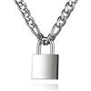 DIBOLA Collana con lucchetto, in acciaio inox, per uomo e donna, colore argento, 45,7-61 cm, Metallo
