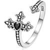 Kerraom Anello Argento 925 Regolabile — Gioiello Donna Forma Musicale Ali Croce Regolabile, Anelli Aperto Regalo per Ragazze
