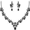 Clearine Costume Jewellery Set per Prom Party Goccia Foglia Strass Cristalli Ciondolo Collana e Orecchini Pendenti