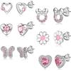 RANKEEF 925 Orecchini in Argento Sterlina per Ragazze Orecchini in Argento per Le Donne Orecchini Ipoallergenici Tiny Sterlina Argento Perni Orecchini Imposta per bambini adolescenti Bambino Rosa Argento