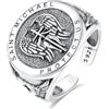INFUSEU Anello San Michele, Argento Sterling 925 Anelli Michael Medaglie Cristiane Cattoliche Anello Sigillo del Santo Patrono Medaglia Templare Regalo dell'Ordine della Croce per Uomo
