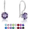 DTPsilver Orecchini Pendenti Viola - Argento 925 con Cristallo Tanzanite 6 mm - Punti Luce Donna - Monachella e Goccia - Viola