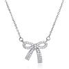Yifnny Collana con ciondolo a forma di fiocco,Collana con fiocco in Gioielli in oro Perle artificiali Gioielli per feste Regali di compleanno per Donne (Stile 2 Argento)