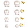 ORAZIO 4 Paia Orecchini Perle Argento Sterling 925 Orecchini Bottone Perle Sfera Rotonda Ipoallergenico 6-9mm Dimensioni Miste Orecchini Perle Coltivate Acqua Dolce Set Per Ragazze Donne
