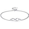 Lydreewam Infinito Cavigliera Donna Argento Sterling 925 con Zirconi Estate Spiaggia Cavigliera Bracciale, Regolabile 22+4cm