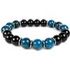 Vera Mentis Bracciale uomo Apatite Blu e ossidiana nera 8 mm - Gioiello maschile in pietre naturali, moda maschile, protezione e fiducia, gioiello alla moda e idea regalo uomo