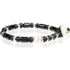 Gerba Bracciale Winter Black 03 Uomo Realizzati con Filo Cerato Pietre Dure Ceramiche Murrine Osso e Argento 925