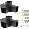 VELPAX Kit Staffe per Pergola, Supporto per Pali in Legno da Carpenteria 2 Staffe Angolari a 4 Vie Kit per Travi Fai da Te per Gazebo, Pergolati da Patio, per 4x4 (effettivo: 3,5x3,5 pollici) legname Pergola