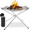Qurxuanwe Braciere Campeggio Portatile 42cm con Borsa Trasporto, Pozzo Fuoco Rete Acciaio Inossidabile 304 Pieghevole, Camino Aperto Esterno Piccolo, Accessori Picnic per Cortile, Giardino, Patio, Falò
