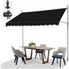 LEADZM Tenda da sole da balcone senza fori, 300 x 150 cm, impermeabile, resistente ai raggi UV, regolabile in altezza con manovella, per terrazze, balconi, giardini, negozi, colore nero