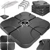 Casaria® Pesi Base Ombrellone 4 Pezzi 80kg 60L Riempibili con Acqua Sabbia Ombrelloni a Braccio Base a Croce Resistente alle Intemperie Connettori Metallici