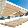 NINGBAI Vela Parasole a Onda Retrattile 220 x 350 cm Vele Ombreggianti Impermeabile Telo Parasole con Fune Occhiellato Protezione UV Tenda Vela per Cortile Veranda Gazebo, Cachi