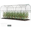Outsunny Serra Outsunny resistente all'inverno Serra in plastica con tetto ad arco, picchetti Robusto telaio in acciaio, aperta da montare, 400 x 123 x 171 cm, per pomodori, ortaggi, piante,