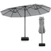 RELAX4LIFE Ombrellone Doppio da Giardino con Base (Grigio, 443 x 265 cm) | Ombrellone da Balcone con Apertura a Manovella e Base con 2 Sacchi, Parasole per Giardino, Patio, Piscina e Terrazzo