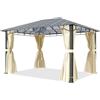 TOOLPORT Gazebo giardino 3x4 m, alluminio, tetto policarbonato 8 mm, beige