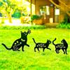 QBMYCN Pali decorativi da giardino in metallo per Gatti,confezione da 3 statue a forma di Gatti nero,per cortile,giardino,prato, decorazioni per esterni,regali per amanti dei Gatti (Gatti neri di 3)