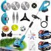 TOPALL Decespugliatore a Batteria 2 * 4AH, Tagliaerba a Batteria con Brushless,1000W, 20000 giri/min, Larghezza Taglio 20CM,5 Tipi di Lame una Spazzola per Diserbo, Taglia Erba da Giardino Elettrico