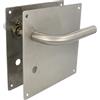 Amig - Set di maniglie con placca per porta | Maniglia con foro per pomello a 47mm | Mod. 4CW47 | Acciaio inossidabile 18/8 | 180 x 180 mm | Quadro di 8 mm | Argento opaco