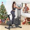 Cowmew Ellittiche, 2 in 1 Ellittica e Cyclette con Sedile, Monitor LCD, Resistenza regolabile, Pedali Antiscivolo, Macchina per l'allenamento Ellittico, Stepper per l'allenamento Cardio da Casa