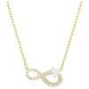 Swarovski Collana Hyperbola, Taglio Heart, Pavé, Infinito, Bianca, Placcato color oro