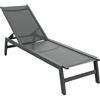 FRANKYSTAR® Nilo - Lettino Prendisole da Giardino Mare Piscina 192x55x30 cm in Alluminio e Textilene Antracite