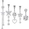 Kunaxku 5PCS Piercing Ombelico G23 Titanio Piercing Ombelico Anello 14G CZ ombelico Barra Pierce Pancia Bar Lungo Ombelico Barbell Ventre Anello Pierce Gioielli for Donna Uomo 5/8/10mm (Argento)