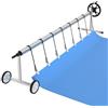 UISEBRT Sistema di avvolgimento mobile per piscina, 3 m - 5,70 m, per pellicole di piscina, dispositivo di avvolgimento, con nastri di fissaggio e ruote, sistema di avvolgimento per teloni solari e