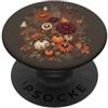 Spooky Harvest Botanicals Halloween Cottagecore - Motivo floreale con zucca, teschio, fiori selvatici PopSockets PopGrip Adesivo