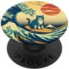 Surfing Cat Hokusai Great Wave Off Kanag Surfing Cat Hokusai Grande onda Off Kanagawa Arte Giapponese PopSockets PopGrip Adesivo