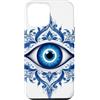 Evil Eye Greek Mythology Greece Gifts Custodia per iPhone 12 Pro Max Dark Deep Blue Evil Eye Greco Eye Kako Mati Tribal Line Art