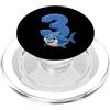 Shark Bday Tees Shark Number 3 Birthday Party Ocean Kids Party 3rd Beach Three PopSockets PopGrip per MagSafe