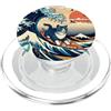 Surfing Cat Hokusai Great Wave Off Kanag Surfing Cat Hokusai Grande Onda Off Kanagawa Giapponese Retrò PopSockets PopGrip per MagSafe