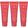 Apivita Bee Sun Safe Crema Viso Colorata Anti-Macchie e Anti-Age SPF50 - tonalità Dorata 3x50 ml solare