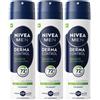 Nivea Men Derma Control Sensitive Deodorante Spray 72h 3x150 ml