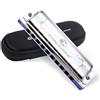 CONJURER Armonica Blues in D, Armonica Blues a 10 fori e 20 toni per adulti con custodia, Arpa a bocca per principianti, bambini, professionisti, studenti, amici, regali. (1005 Sliver)