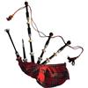 Hakam Din Cornamusa con ghiere in nichel incise, scivoli e supporti in finto avorio, cornamusa scozzese per studenti, kit completo di base con guida per principianti (Royal Stewart Tartan)