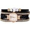 JewelryWe - Orologio da Polso da Donna Cinturino Multifili in Pelle con Zircone Lucido Bracciale da Ragazza