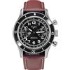 Sugess Cronografo Automatico Meccanico Acciaio Pelle Nero Pilot Orologio Uomo