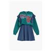 Desigual, abito 2 in 1 con volant, Bambini, Cotone, Verde, 11/12