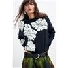Desigual, Maglione jacquard M. C. Lacroix, Donna, Nero, L