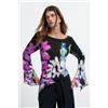 Desigual, Blusa asimmetrica stampata M. C. Lacroix, Donna, Viscosa, Nero, L