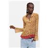 Desigual, Camicia plissettata stampata, Donna, Poliestere, Bianco, L