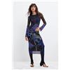 Desigual, abito in tulle stampato M. C. Lacroix, Donna, Poliestere, Blu, L