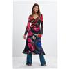 Desigual, Vestito stampato a maniche lunghe M. C. Lacroix, Donna, Poliestere, Nero, L