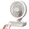 Generico Ventilatore da Tavolo Oscillante, 5 Velocità Ventilatore con Telecomando, 2000mAh Ricaricabile Rinfrescante Aria, da Viaggio per Uomo e Donna