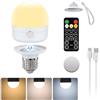 I-SHUNFA Lampadina Ricaricabile USB-C con Telecomando,Lampadine LED E27 7W,Lampadina CCT Dimmerabile con Timer e Batteria,Luce di Emergenza Esterna 2000mAh con Magnetico,1 Pacchetto (con Cordino)