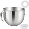 BONJUME Ciotola Per Impastare Da 7 Litr, Ciotola In Acciaio Inox Con Coperchio In Silicone Compatibile Con Kitchen Aid Ricambio Per I Modelli KSM7581 KSM7856 KSM7588 KSM7589 KSM7990